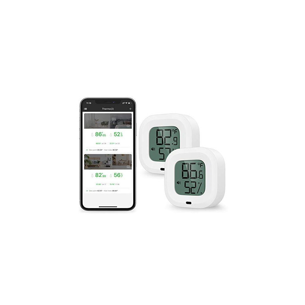 Wireless Thermometer Hygrometer, Bluetooth 5.0 Humidity Temperature Sensor With Data Export For Ios Android, Alarm Function, Portable For House, 650728980520
