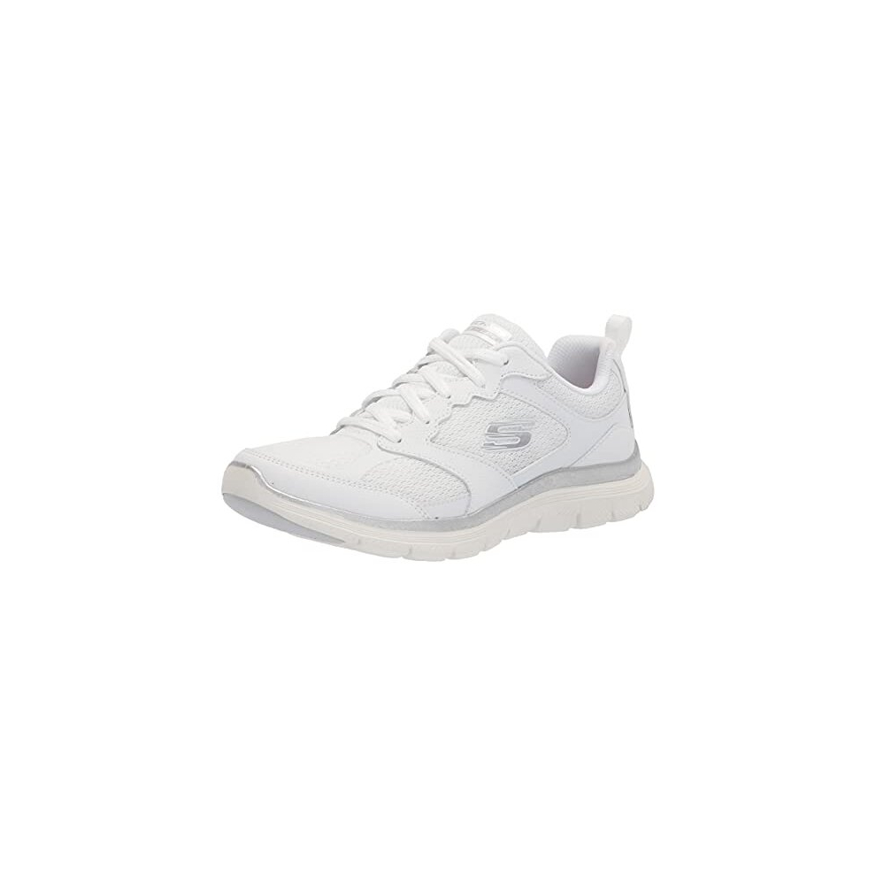 Women's Flex Appeal 4.0 Active Flow Sneaker,White Leather/Mesh/Trim, 7 UK