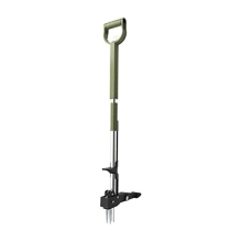 D-Handle Weeder Puller Telescopic-Length: 9.9-1.19 m, Stainless Steel Weeder Tool long Handle with 4 Claws and Foot Plate Green