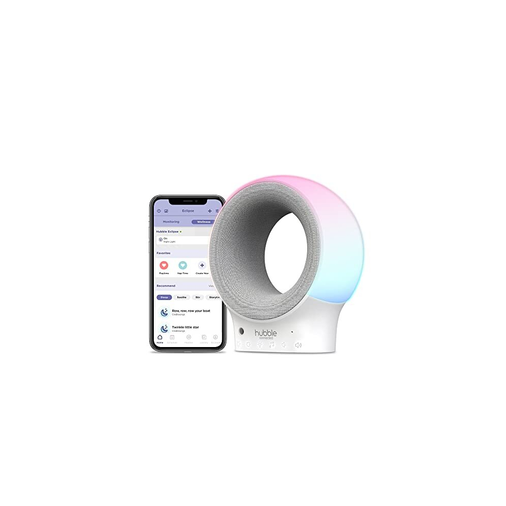Connected Eclipse Smart Wi-Fi Audio Baby Monitor and Soother with 7 Colour Night Light, Sleep Trainer, Preloaded Lullabies and Bluetooth Speaker