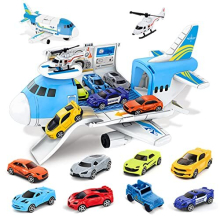 Toy Cars for 3 Year Old Boy, Car Toys Set, Aeroplane Toys, Transport Airplane with 7 Sports Cars, 1 Off-Road Car, 1 Helicopter, Cargo Plane Toy Gifts