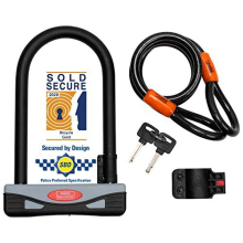 1600HB 1600 HB KIT Gold Sold Secure Bicycle D Lock, Black, Large-2.1M Cable