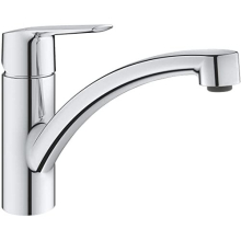 QUICKFIX Start - Kitchen Sink Mixer Tap (Low Spout with 140 Swivel Area, 35 mm Ceramic Cartridge, 1 Hole Easy to Install, Min. Recommended Pressure