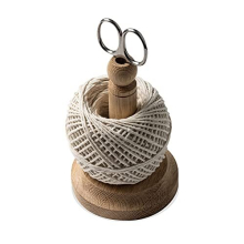Traditional Garden Twine Natural Cotton with Stainless Steel Gardening Scissors - Gardening String Tidy with Wooden Holder - Potting Shed Accessories