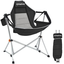 Swinging Camping Chair for Adults Lightweight Folding Garden Chairs Recliner Relaxation Rocking Foldable Chair with Pillow and Cup Holder for Outdoor