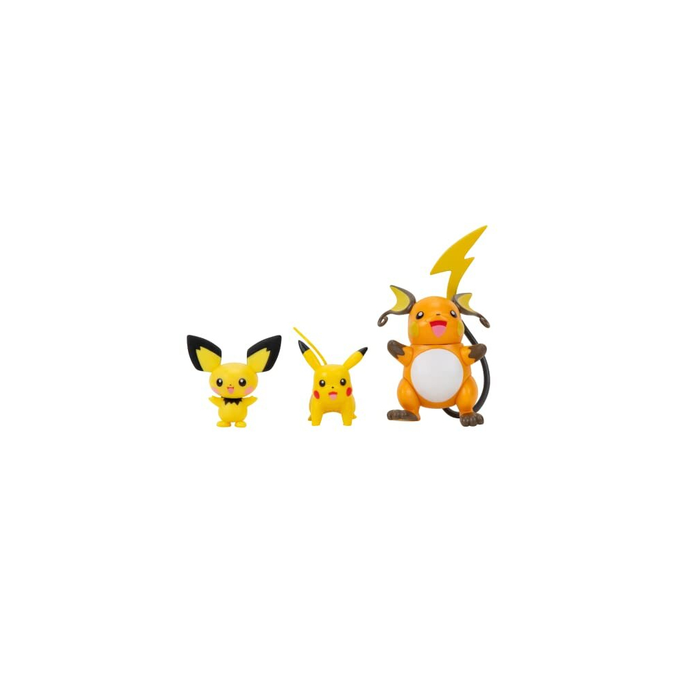 PKW2778 Select 3 Pack-Features Pichu and Pikachu and 3-Inch Raichu Battle Figures, Pokemon-Evolution Multipack-Style 2