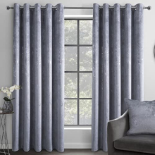 Marble Effect Velvet Blackout Thermal Insulated Eyelet Curtains for Bedroom and Living Room - 66x54 - Grey - 2 Panels