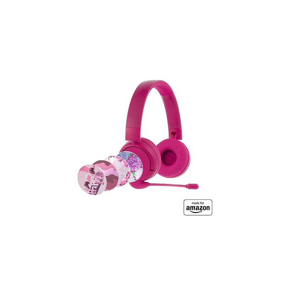 All-New, Made For Amazon Buddyphones Poptime Pro Volume-Limiting Bluetooth Child Headphones With Boom Microphone Age (3-12), Trapper Keeper 840173601259