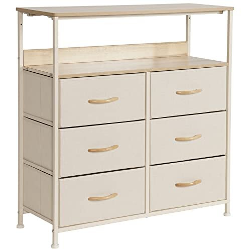 Chest of Drawer with Shelf, Fabric Storage Drawers Easy to Assemble, 6