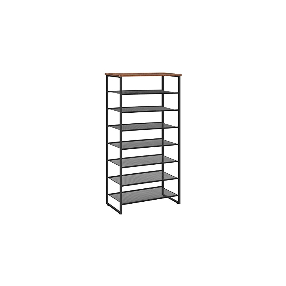 8-Tier Shoe Rack, Tall Shoe Shelf, Shoe Organizer Rack for 21-28 Pairs of Shoes, Detachable Metal Mesh, Narrow Shoe Stand for Hallway, Living Room,