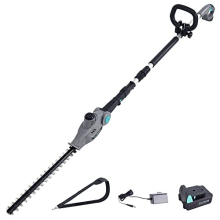 Cordless Pole Hedge Trimmer Cutter 2.56m Telescopic Reach,41cm Cutting Length With Dual Action Blades, Multi-Positional Cutter Head,2-Way Safety