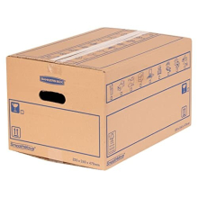 15 BANKERS BOX Large Strong Moving Boxes, 39L C-Flute SmoothMove Cardboard Boxes, Heavy Duty Boxes for Moving House with Handles, 32 x 26 x 47 cm