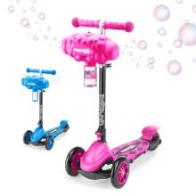 Kids Bubble Go Foldable Scooter, 3 Wheel Tri-Scooter with Bubble Machine, Tilt-and-Turn, Age 3+, Pink