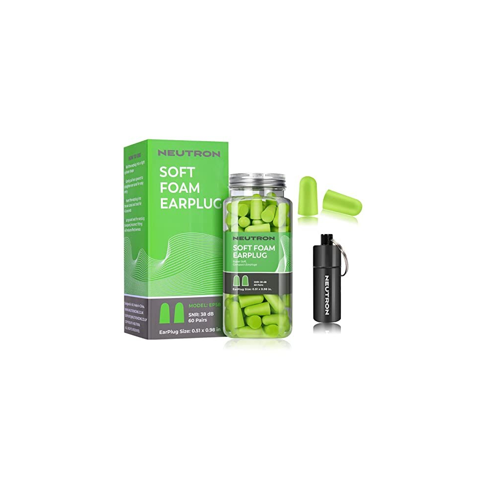 Soft Foam Ear Plugs With Travel Case - Noise Cancelling 38Db Snr - Earplugs For Sleeping, Travel, Concerts, Studying, Work, Loud Noise, Snoring - 60 5056320205040