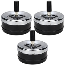 3PCS Ashtray Ashtray Round Push Down Cigarette Ashtray with Tray Spinning Ashless Ashtray Modern Ashtray Rotating Ashtray Metal Cigarette Ash Tray