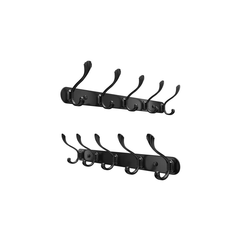 Coat Hooks Wall Mounted (2 Pack) - Stainless Steel Wall Hooks - Multipurpose Heavy Duty Coat Rack with Fittings Included