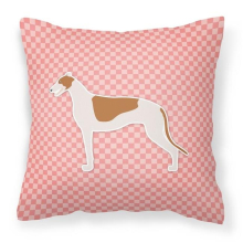 Greyhound Checkerboard Pink Fabric Decorative Pillow