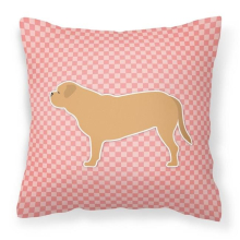 Dogue de Bordeaux Checkerboard Pink Fabric Decorative Pillow