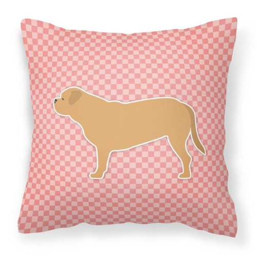 Dogue de Bordeaux Checkerboard Pink Fabric Decorative Pillow