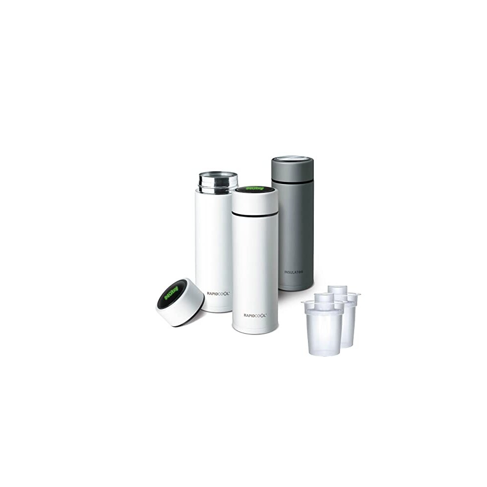 RapidCool Portable Baby Bottle Making Kit, Prepare A Perfect Formula Feed in 2 Minutes. Includes Flask, 2 Rapid Cool's with 2 Digital Thermometer Lids