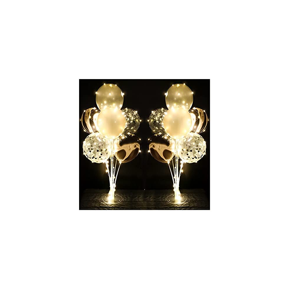 New Yiihmei Balloon Stand Table Decoration With Lights, Up Balloons Stand Kit The Best Table Centrepiece Decoration For Birthday Party, Weddings And Silver/Light