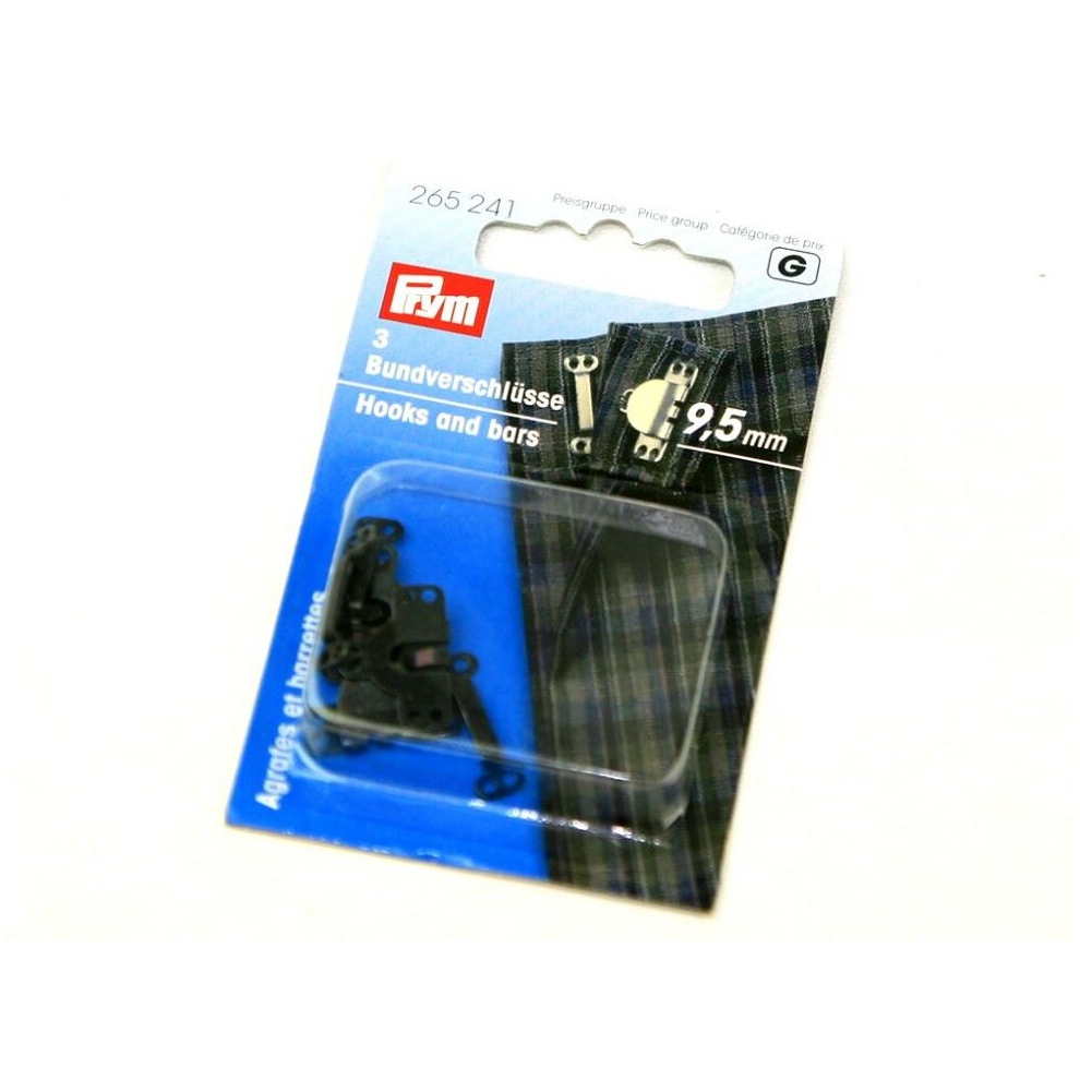 Prym Hook & Bar Fasteners  Black - per pack of 3