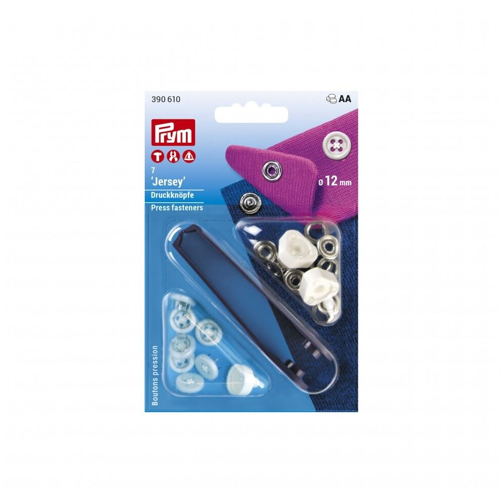 Prym Jersey Button Effect Snaps Press Fasteners  White - per pack of 7