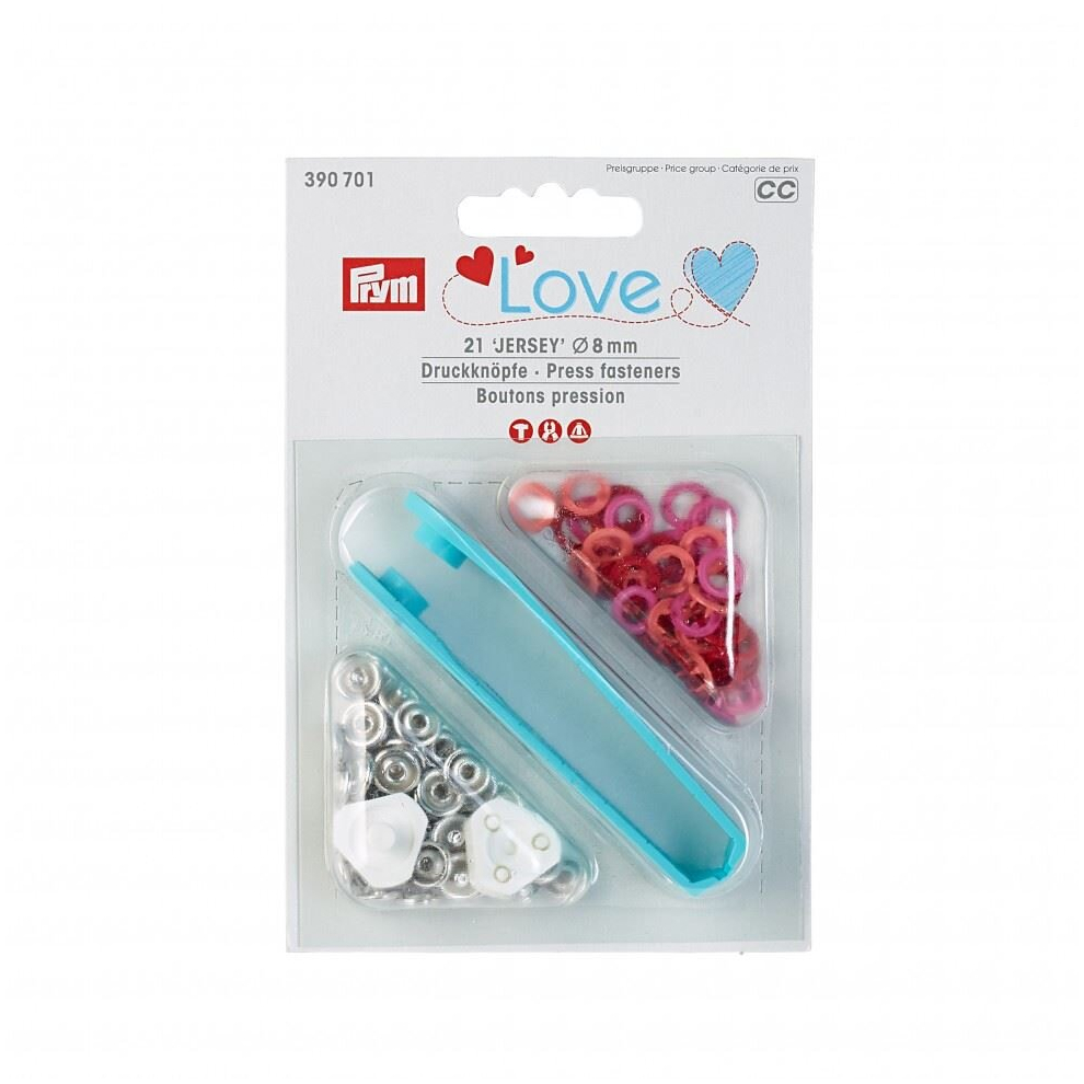 Prym Love Metal Ring Snaps Press Fasteners Red/Pink/Orange - Per Pack Of 21