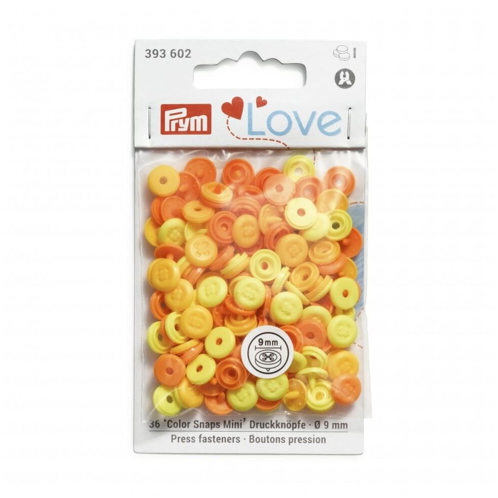 Prym Love Round Snaps Press Fasteners - Per Pack Of 36 Yellow