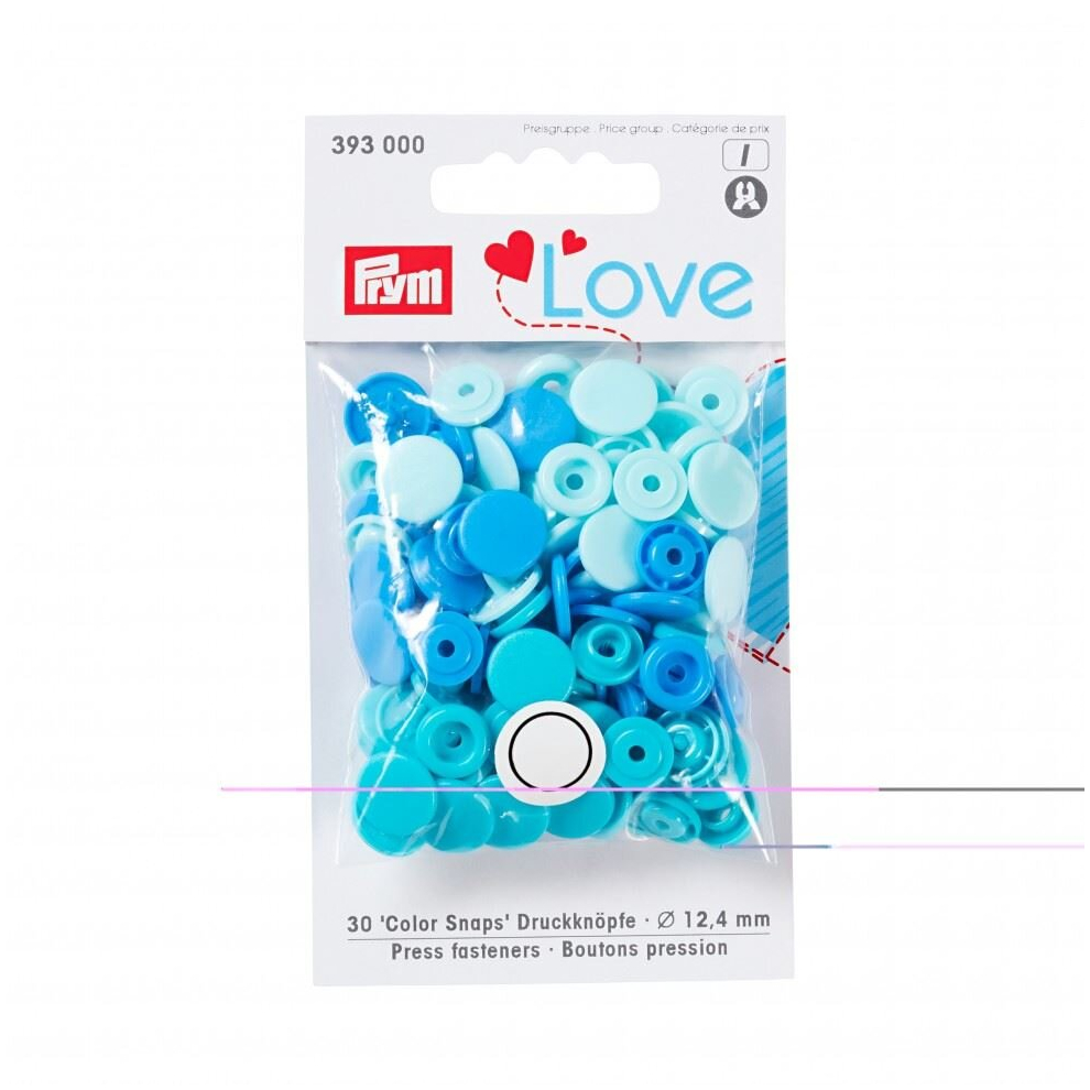 Prym Love Round Snaps Press Fasteners Blue - Per Pack Of 30