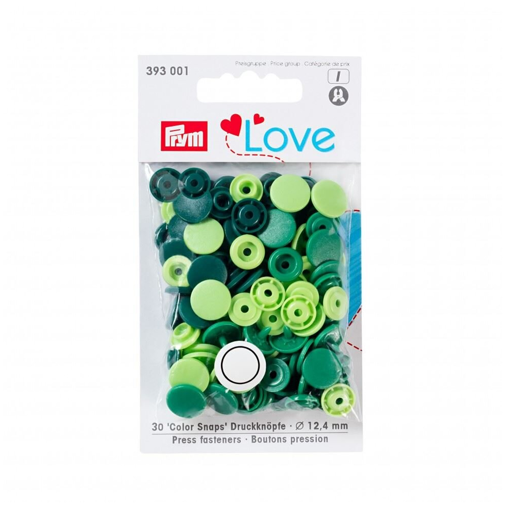 Prym Love Round Snaps Press Fasteners - Per Pack Of 30 Green