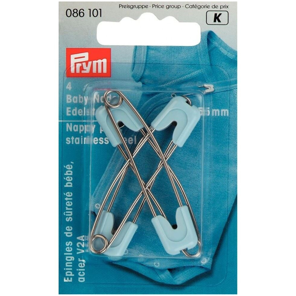 Prym Safety Nappy Pins  Light Blue - per pack of 4