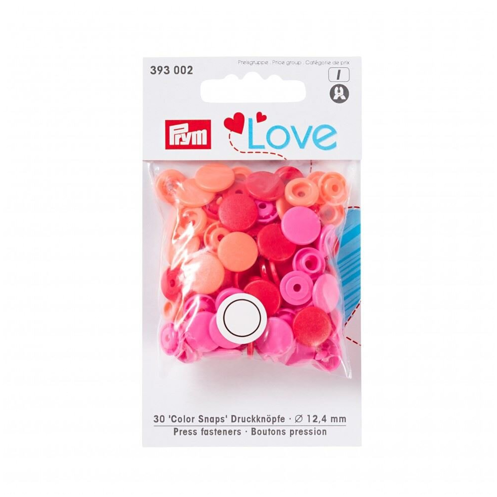 Prym Love Round Snaps Press Fasteners - Per Pack Of 30 Red