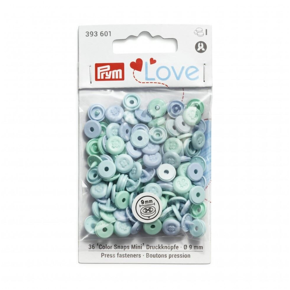 Prym Love Round Snaps Press Fasteners - Per Pack Of 36 Light/Blue