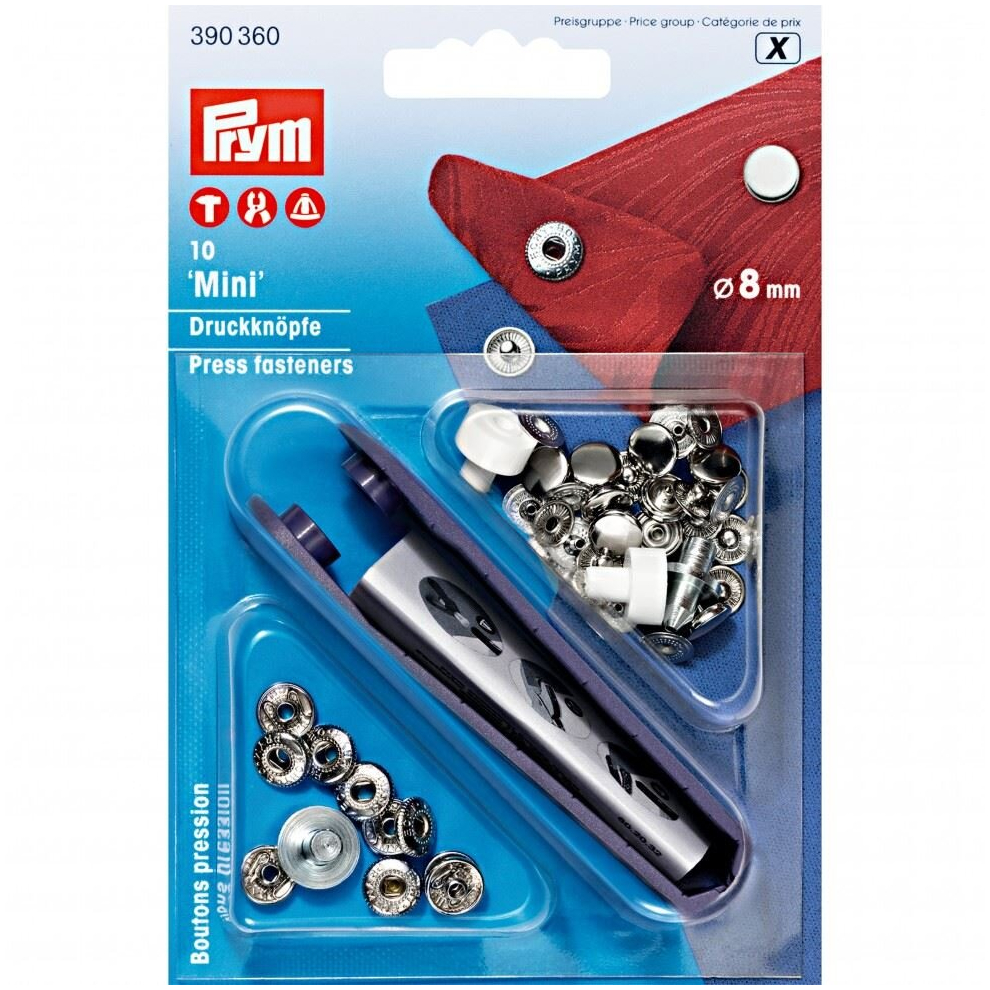 Prym Mini Snaps Press Fasteners  Silver - per pack of 10