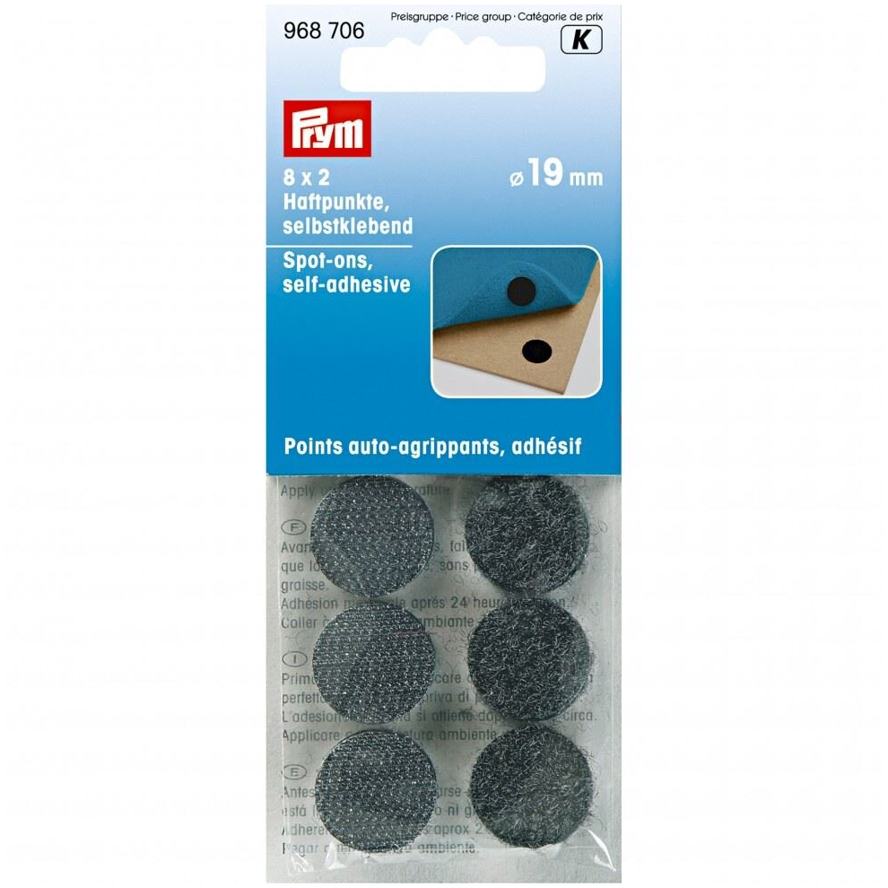 Prym Hook & Loop Stick On Dots  Black - per pack