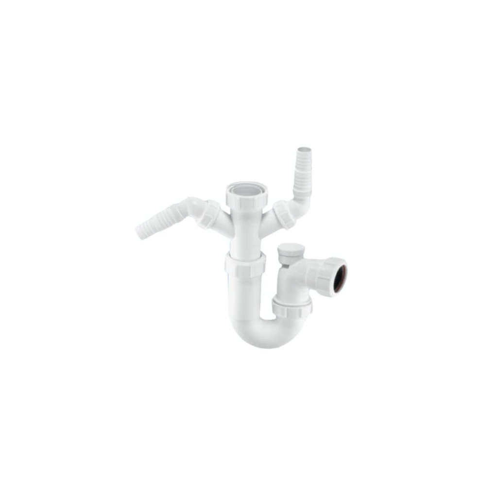 WM11V Adjustable Kitchen Sink Twin Appliance Waste Trap with Anti Gurgle Valve