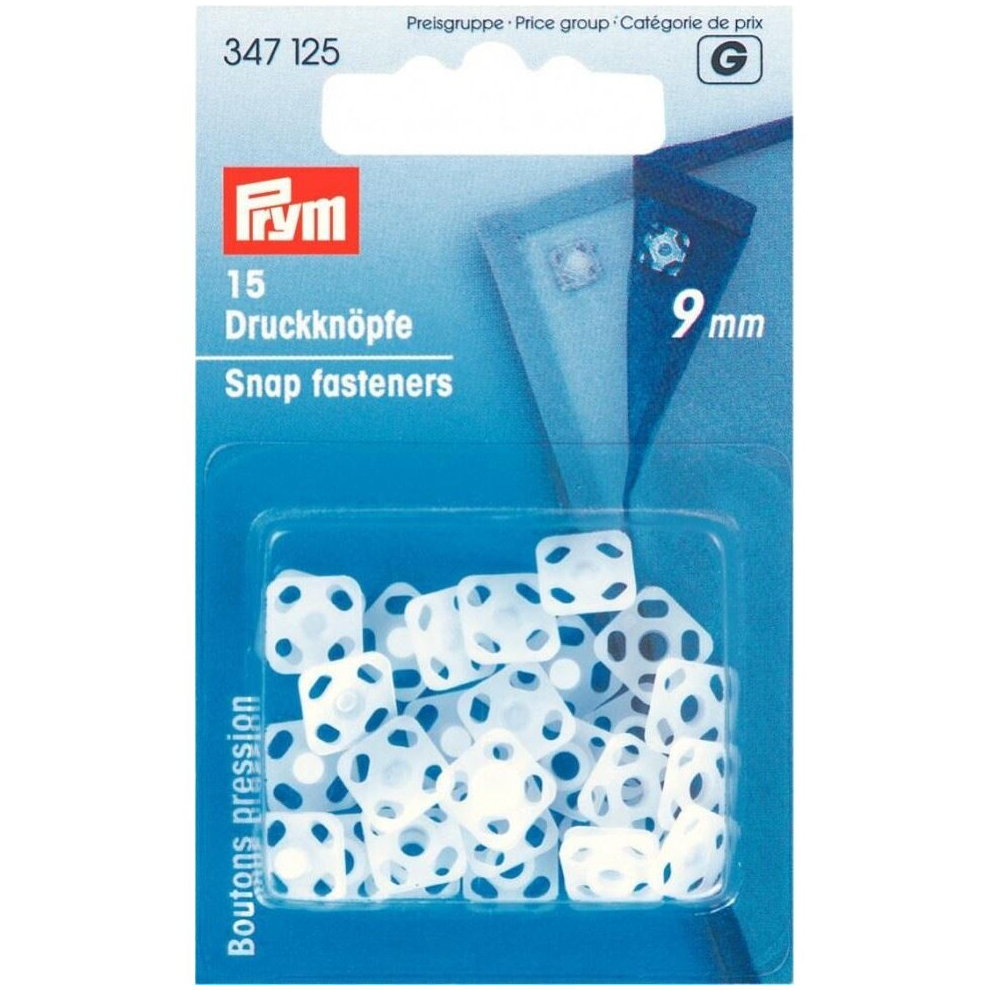 Prym Sew On Plastic Snap Fasteners  White - per pack of 15