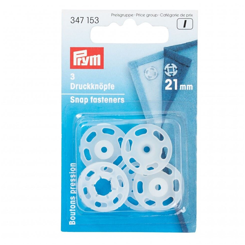 Prym Sew On Plastic Snap Fasteners  Transparent - per pack of 3