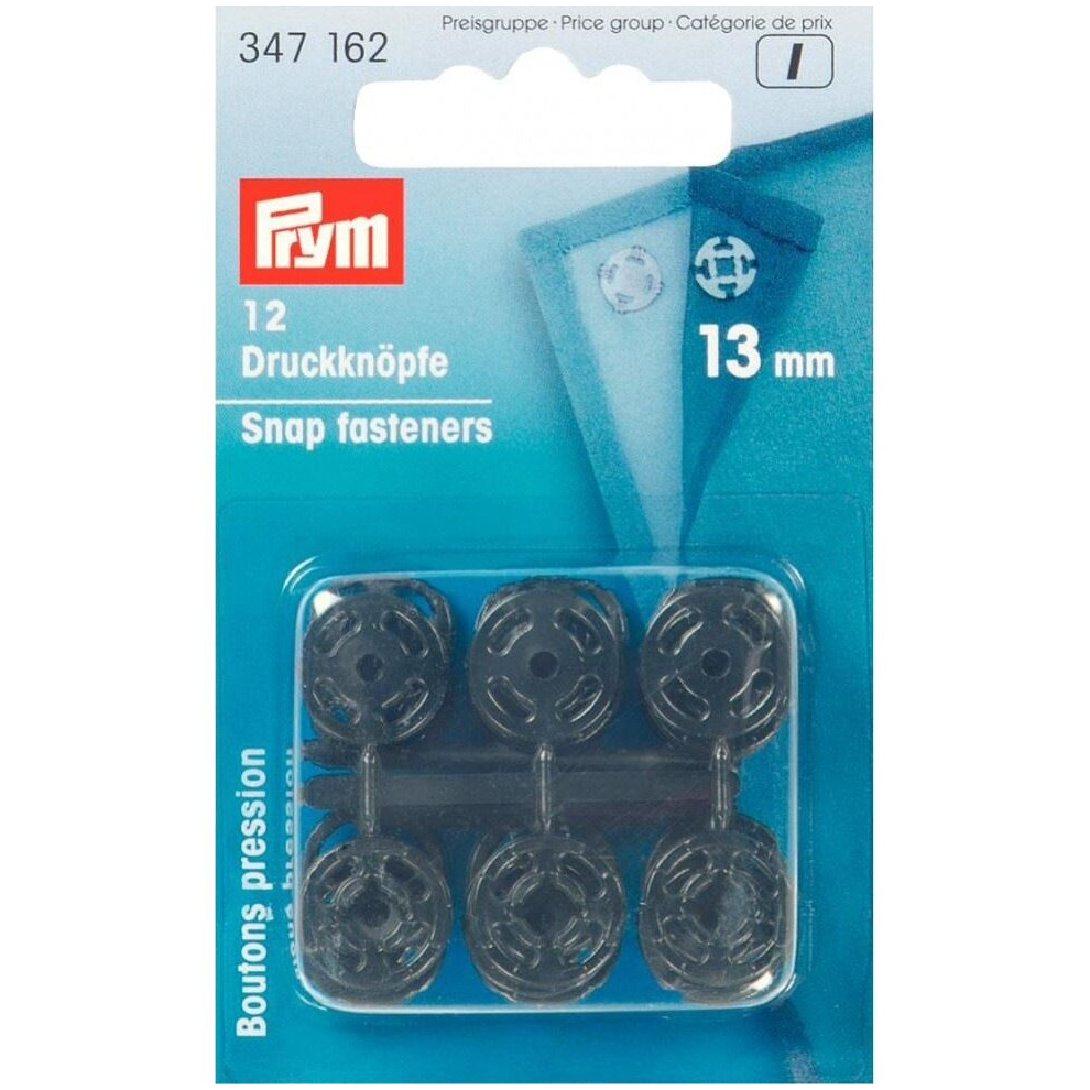 Prym Sew On Plastic Snap Fasteners - Per Pack Of 12 Black