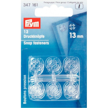Prym Sew On Plastic Snap Fasteners Transparent - per pack of 12