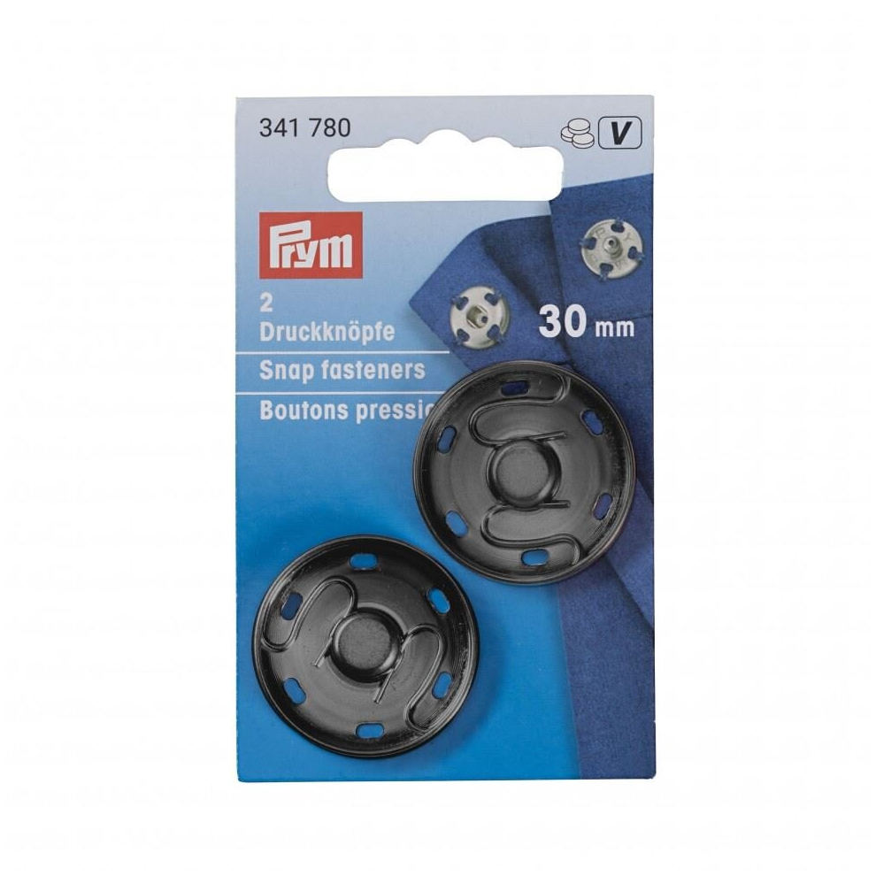 Prym Sew On Metal Snap Fasteners Gunmetal - Per Pack Of 2
