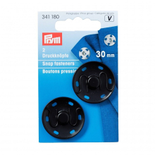 Prym Sew On Metal Snap Fasteners Black - per pack of 2