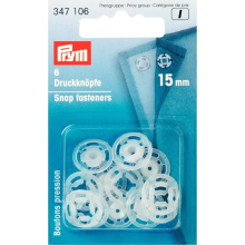 Prym Sew On Plastic Snap Fasteners Transparent - per pack of 6