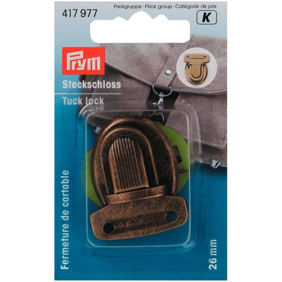 Prym Tuck Lock Bag Fastener Antique Brass - Per Pack