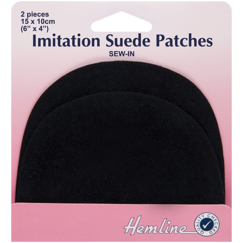 Hemline Black Imitation Suede Patches Size 2