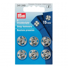 Prym Sew On Metal Snap Fasteners Silver - per pack of 6