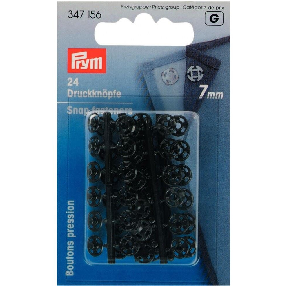 Prym Sew On Plastic Snap Fasteners - Per Pack Of 24 Black