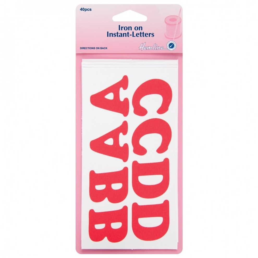Hemline Red Iron On Instant Letters - Per Pack Size 1