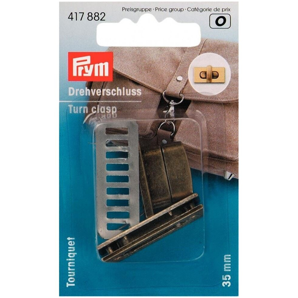 Prym Turn Bag Clasp Closure  Antique Brass Brushed - per pack